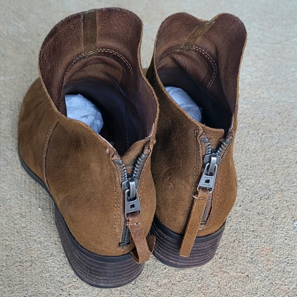 LUCKY BRAND LAHELA Brown Suede Leather Ankle Boots, WOMENS SHOES SIZE 8M - Picture 3 of 7
